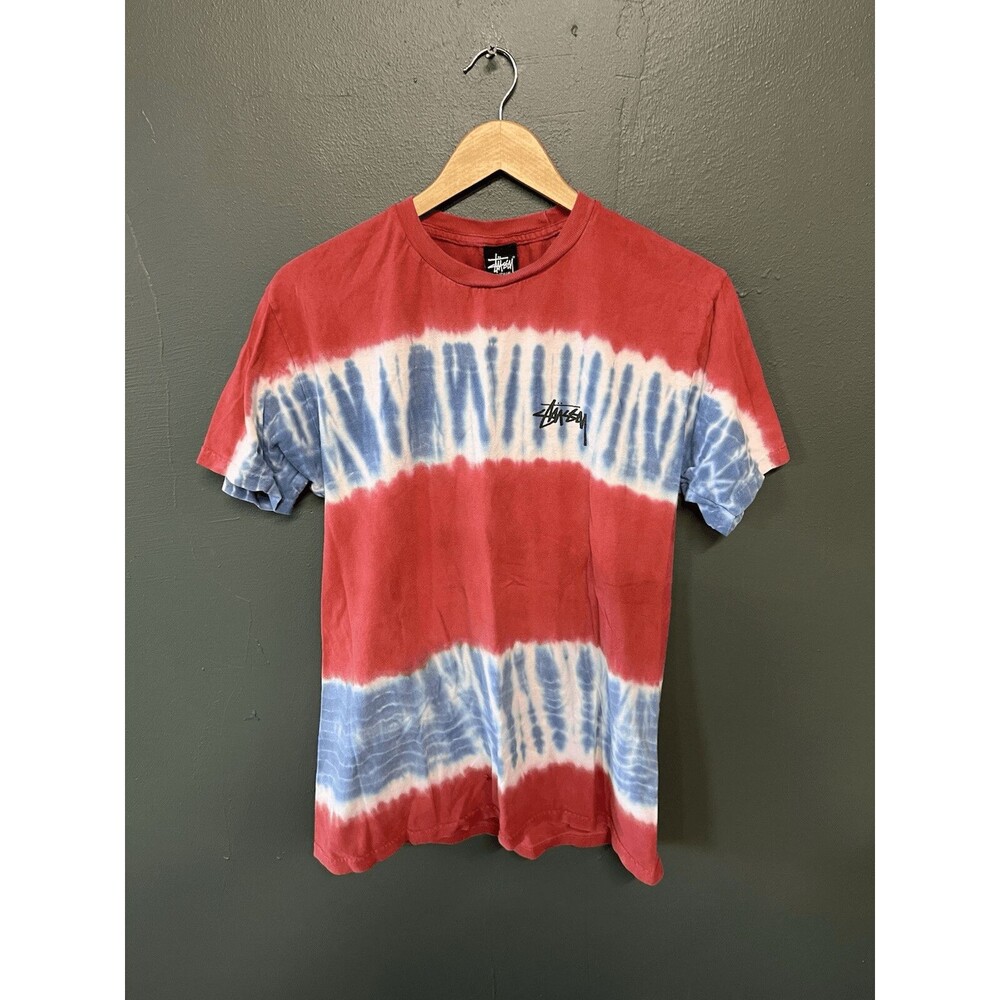 Stussy Mens Red Short Sleeve Tie Dye T-shirt Size Medium
